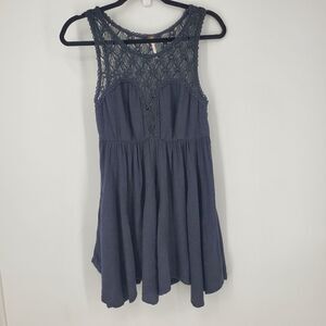 Free People Crotchet Trim Aysmetrical Hem Dress Size Small